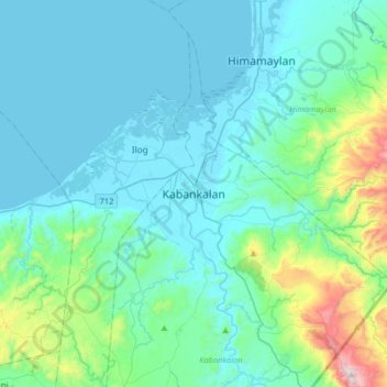 Mapa topográfico Kabankalan, altitud, relieve