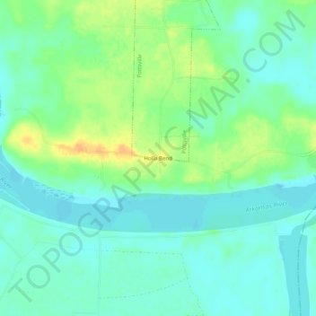 Mapa topográfico Holla Bend, altitud, relieve