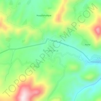 Mapa topográfico Pumamarca, altitud, relieve