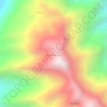 Mapa topográfico Cerro Monserrate, altitud, relieve