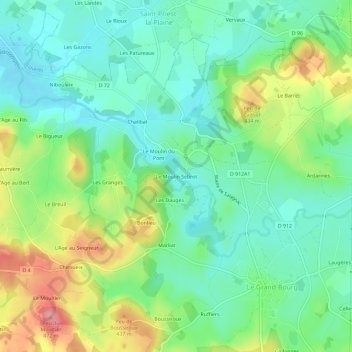 Mapa topográfico Le Moulin Sebrot, altitud, relieve