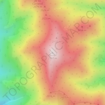Mapa topográfico Cerrón, altitud, relieve