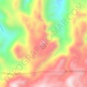 Mapa topográfico Mount Minandar, altitud, relieve
