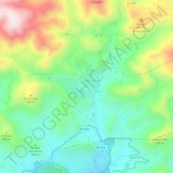 Mapa topográfico Serra, altitud, relieve