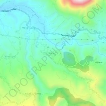 Mapa topográfico Γαράζο, altitud, relieve