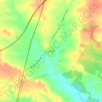 Mapa topográfico Pozoseco, altitud, relieve