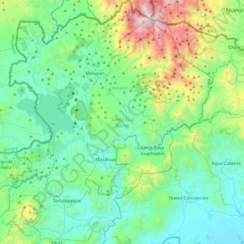 Mapa topográfico Santa Ana Norte, altitud, relieve