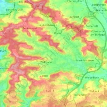 Mapa topográfico Kreßberg, altitud, relieve