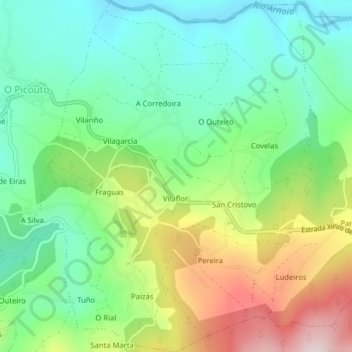 Mapa topográfico Paizás, altitud, relieve