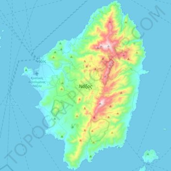 Mapa topográfico Νάξος, altitud, relieve