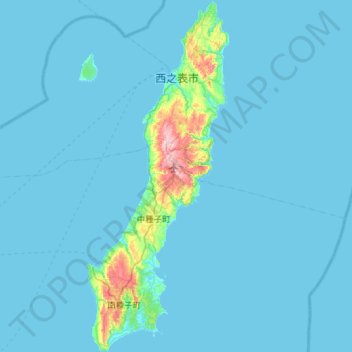 Mapa topográfico 種子島, altitud, relieve
