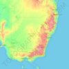 Mapa topográfico Nueva Gales del Sur, altitud, relieve