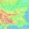 Mapa topográfico Bulgaria, altitud, relieve
