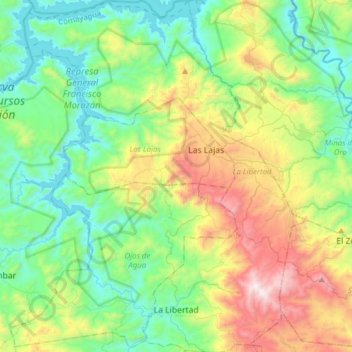 Mapa topográfico La Libertad, altitud, relieve