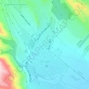 Mapa topográfico Keyanabad, altitud, relieve