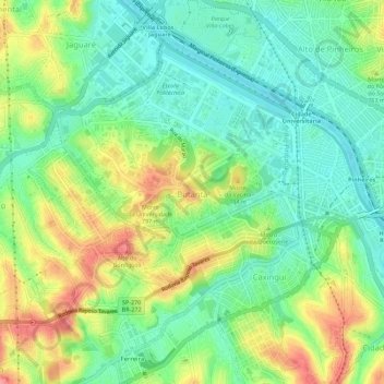 Mapa topográfico Butantã, altitud, relieve