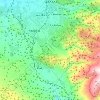 Mapa topográfico Dílar, altitud, relieve