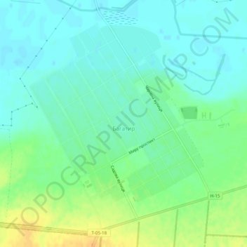 Mapa topográfico Багатир, altitud, relieve