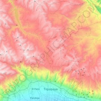 Mapa topográfico Colcapirhua, altitud, relieve