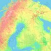 Mapa topográfico Finlandia, altitud, relieve