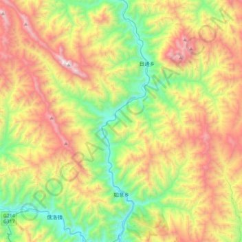 Mapa topográfico 如意乡, altitud, relieve