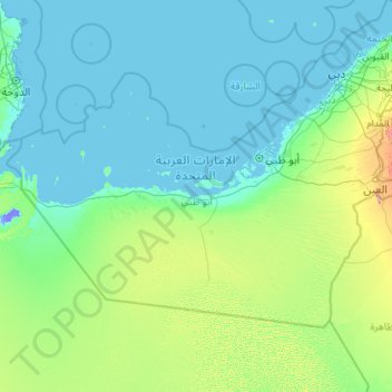 Mapa topográfico Abu Dabi, altitud, relieve