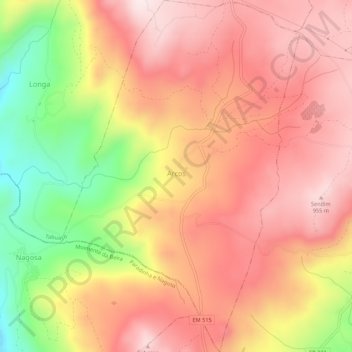 Mapa topográfico Arcos, altitud, relieve