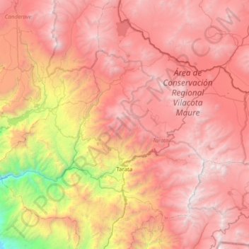 Mapa topográfico Tarata, altitud, relieve