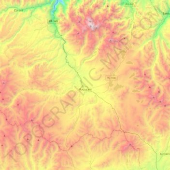 Mapa topográfico Macusani, altitud, relieve