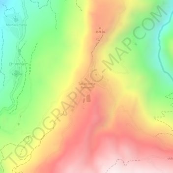 Mapa topográfico Tacacoma, altitud, relieve