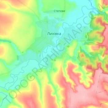 Mapa topográfico Лихівка, altitud, relieve