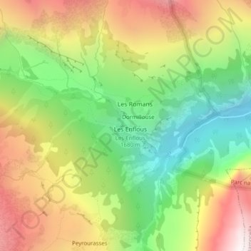 Mapa topográfico Torrent de Chichin, altitud, relieve