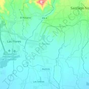 Mapa topográfico El Rosario, altitud, relieve