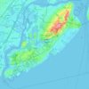 Mapa topográfico Staten Island, altitud, relieve