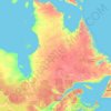 Mapa topográfico Quebec, altitud, relieve