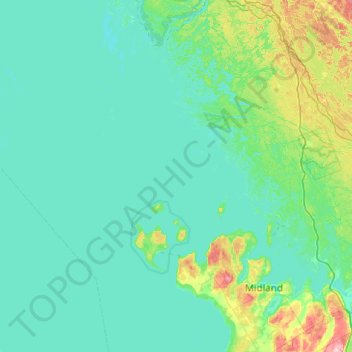 Mapa topográfico Georgian Bay, altitud, relieve