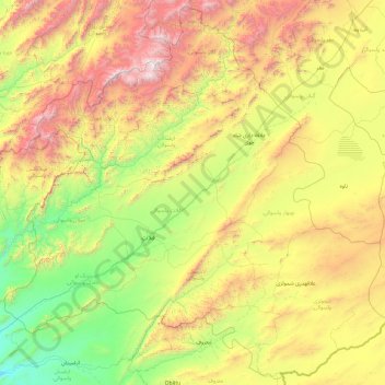 Mapa topográfico Provincia de Zābul, altitud, relieve