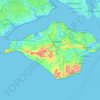 Mapa topográfico Isla de Wight, altitud, relieve