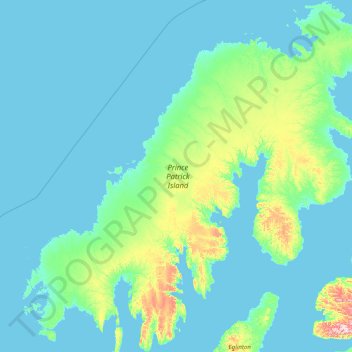 Mapa topográfico Isla del Príncipe Patrick, altitud, relieve