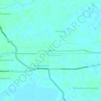 Mapa topográfico Kaveri, altitud, relieve